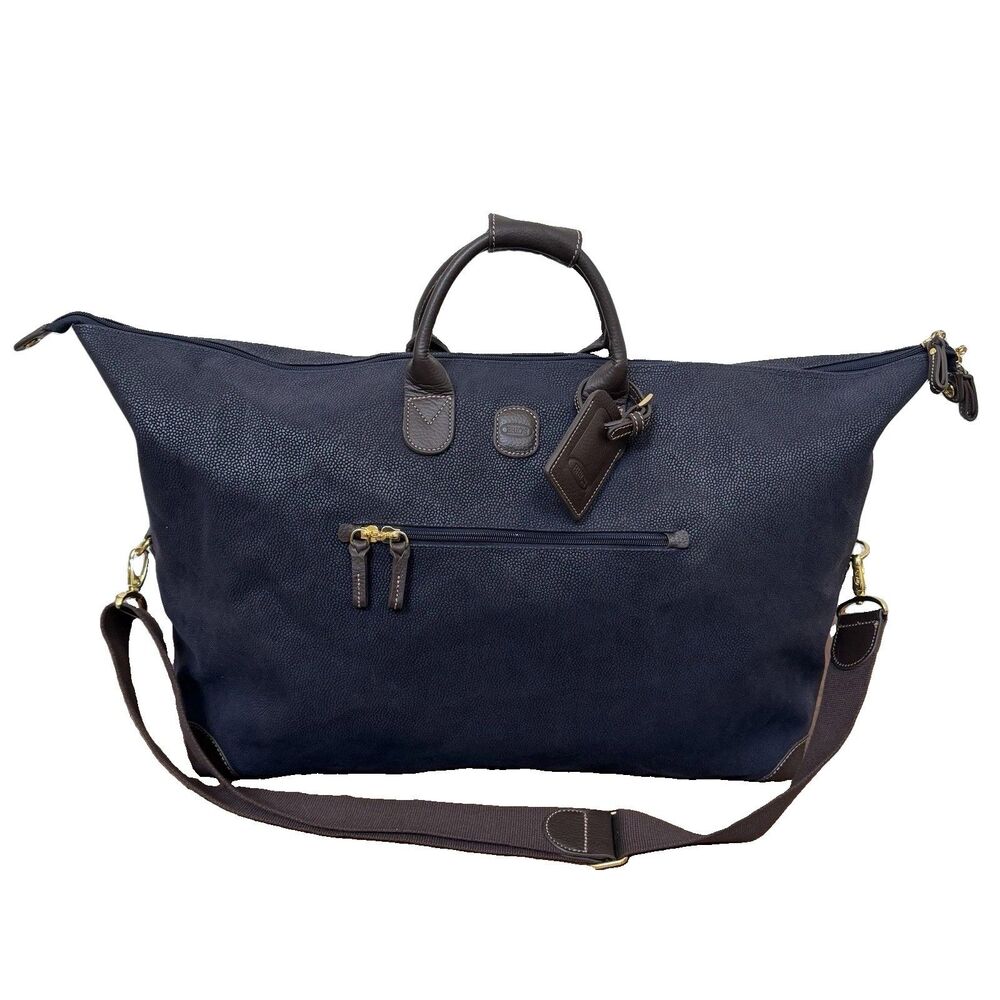 Bric's "Life Collection" Cargo/ Weekender Duffle Bag, 22” Navy/ Brown NWOT